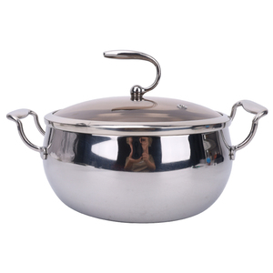 Marmite Classique en Acier Inoxydable Compatible Induction Antiadhésive Qualité Alimentaire Durable pour Mijoter et Faire Bouillir les Soupes avec Couvercle en Verre pour Tous Types de Cuisinières - Product Image 1