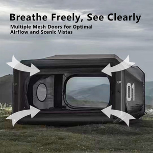 Tùy Chỉnh Màu Đen Viên Nang Lều Ngoài Trời Lớn Sang Trọng <span class=keywords><strong>Inflatable</strong></span> Cắm Trại Lều Với Lưới Cửa Sổ Cửa Bền Không Thấm Nước Oxford Vải - Product Image 2