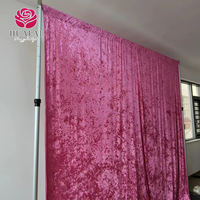 FBJ016 - Rideau de fond de scène de mariage en velours coloré vert émeraude, blanc ivoire, rose blush, plusieurs couleurs au choix