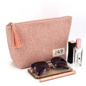 Eco-friendly Linen Makeup <strong>Bag</strong> with Tassel Custom Private Label Cosmetic Pouch <strong>Bag</strong> Skin Care Shampoo <strong>Sunscreen</strong> Packing Storage - Product Image 2