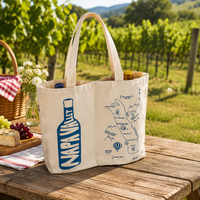 Sac fourre-tout publicitaire en toile pour deux bouteilles de vin, personnalisable en couleur/taille/design, réutilisable et écologique