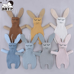 Nouvelle <span class=keywords><strong>attache</strong></span>-sucette en tissu sans BPA pour nouveau-né, en lin et coton, motif lapin, chaîne de sucette, jouet de dentition pour soulager la douleur de bébé, cadeau de naissance - Product Image 1