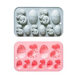 Moules à gâteau en silicone antiadhésifs au design de dinosaures, de qualité alimentaire, réutilisables, mignons, en silicone magnétique pour chocolat, bonbons et glaces DIY - Product Image 1