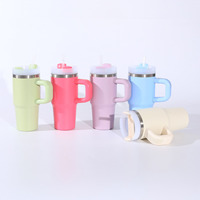 Vente en gros de gobelets isothermes en acier inoxydable 304 de grande capacité de 14 oz avec poignée, gobelet de voiture, paille, bouteille sous vide pour cadeaux d'affaires