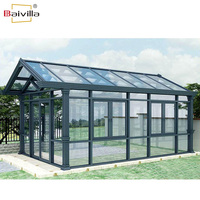 Serre de jardin extérieure 4 saisons avec structure en aluminium, véranda solaire à toit incliné, serres et jardins d'hiver pour villa et véranda