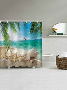 Juegos de baño modernos con impresión personalizada en 3D, poliéster impermeable con cortina de ducha y alfombras - Product Image 2