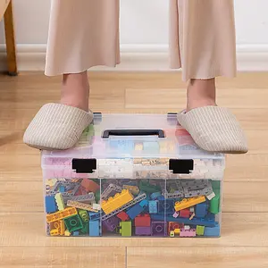 Boîte de rangement en plastique, conteneur transparent empilable, blocs de construction, boîte de rangement Lego avec couvercle
