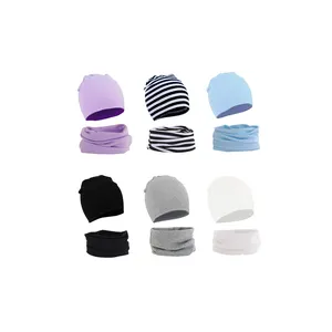 Niedrigerer Preis Spot 25 Farben Plain Baby Hut und Schal Lätzchen Set Mode für Outdoor Kid Skull Mode Hut und Schal Set Baby Schal