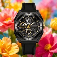 Fabrik-Großhandel Luxus Freizeit-Sportuhr Vollautomatische Mechanische Herrenuhr mit Gehäuse aus Legierung und Acrylband Multifunktions-Chronograph