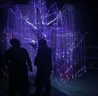 Arbre lumineux à fibre optique LED à changement de couleur pour paysage extérieur de jardin avec fibres lumineuses latérales