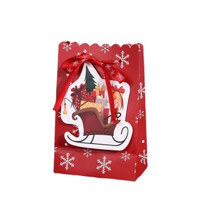 Bolsas de Papel con Fondo Cuadrado Degradables Blancas de Navidad Directas de Fábrica, Lazos Creativos, Copos de Nieve, Bolsas de Regalo Lindas para Dulces - Product Image 5