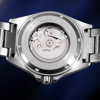 Montres de plongée en acier avec double calendrier et mouvement mécanique japonais lumineux, conçues et produites en usine pour la marque privée des clients