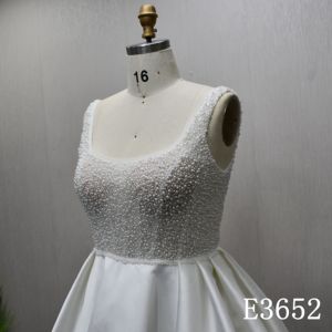 2025 Illusie Vierkante Halslijn Moderne Zachte Kralen A-Lijn Korte Jurk Elegante Trouwjurk Glanzende Hot-Selling Bruidsjurk - Product Image 3