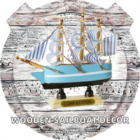 Ywbeyond Bateau artisanal en bois de 10 cm pour décoration de table, Bateau à voile en bois, Bateau à voile moderne méditerranéen, Bateau à voile artisanal en bois
