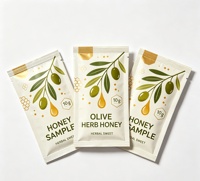 Sachets en aluminium personnalisés avec logo et motif imprimés, avec ligne de déchirement, pour échantillons de miel, effet UV, pour petits sachets recyclables