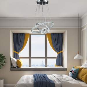 Lámpara Colgante DB Eira Triple Hoop de 11.8 Pulgadas, LED, Cristal, Control Remoto, Altura Ajustable, Lámpara de Araña Moderna, Iluminación Interior - Product Image 3