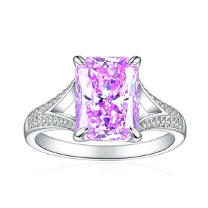 Wholesale Price Sterling Silver Vintage Rings Rhodium Plated Purple CZ Wedding Casual Rings for Ladies