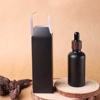 Flacons compte-gouttes en verre noir opaque de haute qualité pour sérum cosmétique et huiles essentielles, 30 ml, 50 ml, 100 ml, avec boîte ronde en papier sérigraphiée