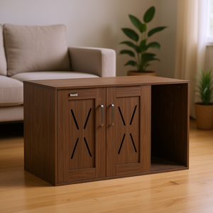 Enclos pour litière pour chat Petstube 31,5 x 19 x 20 cm, meuble d'intérieur moderne en bois avec griffoir - Product Image 2