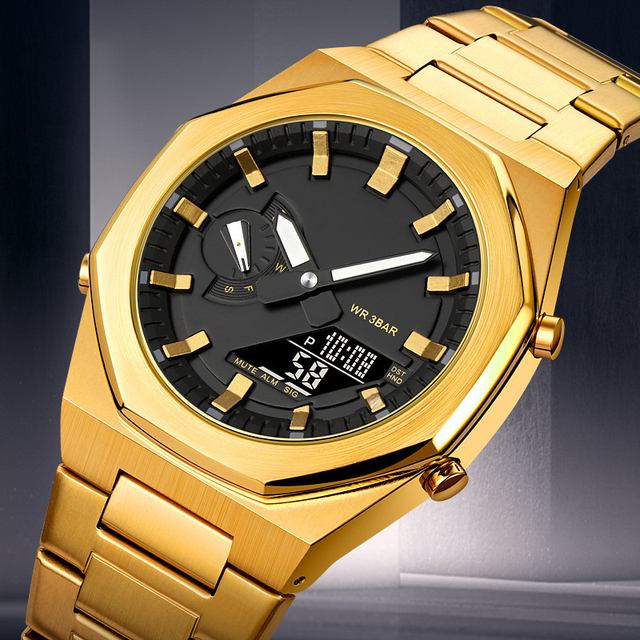 High Quality Analog Digital Retro Mens Pc Wrist Watch 30 Atm Waterproof Time Display Luxury Wholesale Digital and Analog Watch
