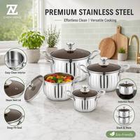 Ensemble de casseroles en acier inoxydable de qualité supérieure Zhenneng, collection complète pour tous vos travaux culinaires, ustensiles de cuisine durables de haute qualité
