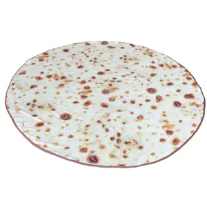 60 Inches Wholesale Soft 3d Printed Soft Pizza Tortilla Blanket Pita Lavash Soft Flannel Sofa Plaid Cute Plush Bed Spread