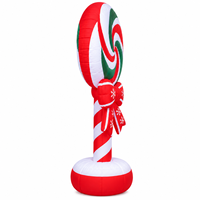 Sucette gonflable de Noël de 1,80 m avec nœud et motif flocon de neige en tissu Oxford 240D, décoration de jardin extérieure pour les fêtes