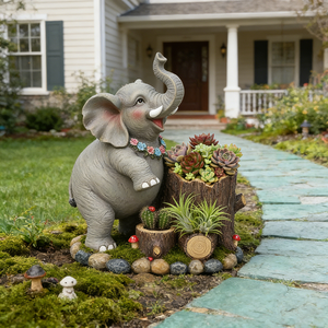 Vase en résine réaliste en forme de tronc d'éléphant - Ornements artistiques <span class=keywords><strong>porte</strong></span>-bonheur pour jardin extérieur, patio, véranda, maison - Product Image 2