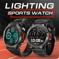 Reloj inteligente con linterna CR065, pantalla redonda Tft de 1,45 pulgadas, Ip67, resistente al agua, tasa de calor, rastreador de Fitness, modo Multideportivo, reloj inteligente