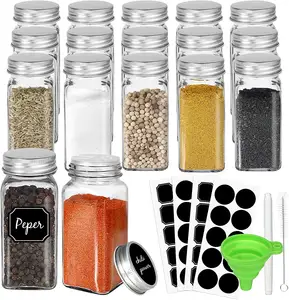 2Oz 4Oz Peper Zout Kruidenpot 70 Ml 100 Ml 120 Ml Vierkante Glazen Kruidenflessen Met Shaker Deksel