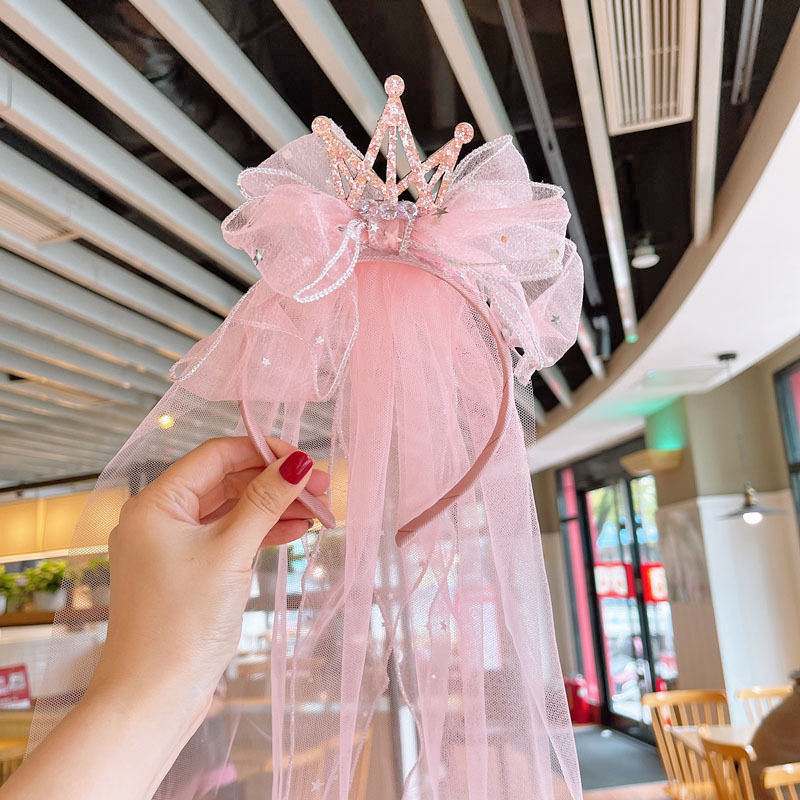 New Pink Lace Pearl & Diamond Headband Korean Version of Instagram Children main image 4