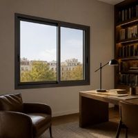 Ventana de Aluminio Marrón Grisáceo de Fábrica JUNYAO, 2.0 mm, Cierre Multipunto, Resistente a la Intemperie, Aislamiento Térmico, CE NFRC AS2047 ODM, RAL Personalizado