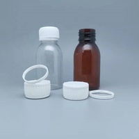 Bouteille en plastique ambre PET vide médicale 100ml avec des capacités de 120ml 180ml 200ml 300ml pour la médecine industrielle utiliser le matériel PP