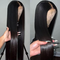 Peluca de Cabello Humano Largo y Liso, Pelucas de Cabello Humano Peruano Virgen, Peluca Frontal de Encaje HD 13x6, Peluca Larga de Cabello Humano