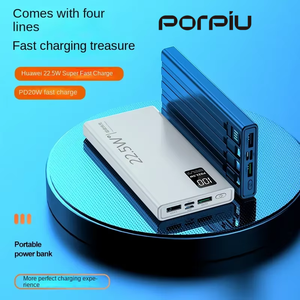 PORPIU Cargador portátil 10000mAh Banco de energía con 4 cables de carga Carga rápida Pantalla digital Material de PVC 20W Potencia de salida - Product Image 6