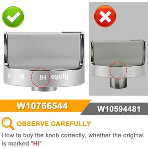 Gas Stove <b>Knobs</b> W10766544 Silver Metallic Stainless Steel For Household <b>Oven</b> Replacement 5pcs per pack - Product Image 3