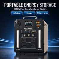 Station d'alimentation d'urgence extérieure 2300W 150Ah avec batterie LiFePO4, USB-C, DC12V, DC24V et éclairage LED