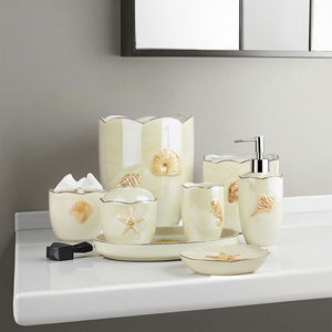 Juego de Accesorios de Baño de Porcelana Perlada con Tema Marino para Hotel de Lujo, Incluye Portacepillos de Dientes, Juego de Baño de Cerámica - Product Image 5