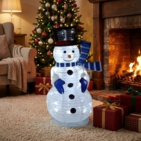 Ensemble de figurines de famille de bonhommes de neige lumineuses à LED, pliables, en fil de fer métallique, étanches IP44, pour décoration de jardin extérieur et de fêtes
