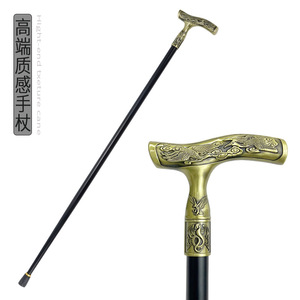 Canne à motif d'aigle et de dragon en alliage d'aluminium noir, bâton de marche rétro pour gentleman, style britannique - Product Image 1