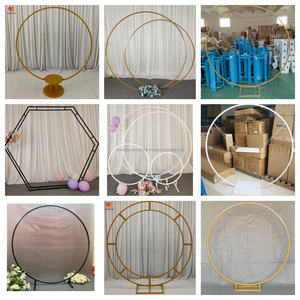 Soportes hexagonales lisos de hierro negro para telón de fondo de boda, soportes para globos de flores para decoración de fiestas de boda - Product Image 2