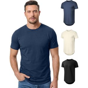 Camiseta de Manga Larga para Hombre FOXA, Paquete de 3, Cuello Redondo, Algodón, Transpirable, Estilo Hip Hop - Product Image 2