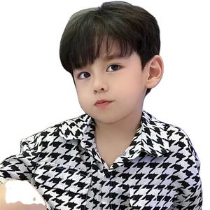 Peluca Bob para niños, conjunto <span class=keywords><strong>de</strong></span> cabeza completa <span class=keywords><strong>de</strong></span> moda negra recta corta, fibra sintética química sintética con flequillo <span class=keywords><strong>de</strong></span> aire, peluca para niños - Product Image 5