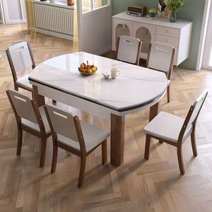 <span class=keywords><strong>Table</strong></span> à manger moderne en marbre à double usage carrée en bois massif et pliante télescopique pour petit ménage ou appartement - Product Image 3