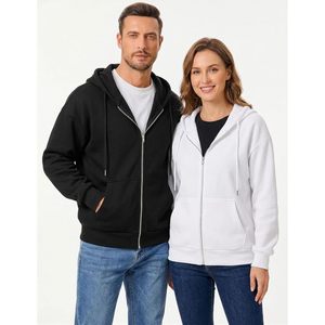 FOXA Sweat-shirt à capuche zippé en molleton pour homme, en coton, à manches longues, décontracté, avec cordon de serrage, vêtements pour homme - Product Image 5
