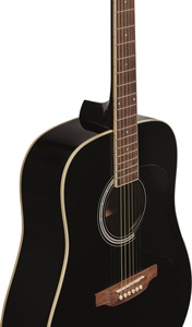 GUITARRAS EKO - RANGER 6 NEGRO, Guitarra Acústica Dreadnought de Alta Calidad, Tapa de Abeto, Fondo y Lados de Tilo, Mástil de Okoume, Diapasón de Roupana - Product Image 4