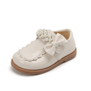 Girls' Leather <b>Shoes</b> Autumn New Fashion Pearl Leather <b>Shoes</b> Bow Princess Children's Water Single Flat <b>Shoes</b> - Product Image 6
