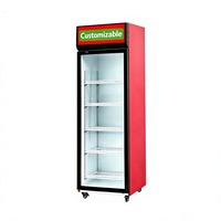 Réfrigérateur industriel pour boissons, refroidissement direct, vitrine à porte vitrée avec serrure, quatre roulettes, intérieur blanc