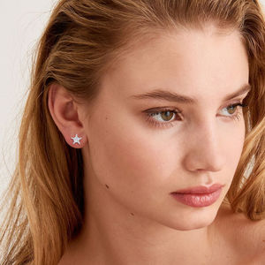 Pendientes de Plata de Ley 925 al por Mayor, con Forma de Estrella, con Circonita Cúbica Brillante, Joyería Minimalista de Moda <span class=keywords><strong>para</strong></span> <span class=keywords><strong>Mujer</strong></span>, Regalo - Product Image 4