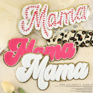 Shenglan fête des mères <span class=keywords><strong>MAMA</strong></span> nouveau Chenille serviette patchs amour fer sur brodé Applique Patch bricolage vêtements - Product Image 1